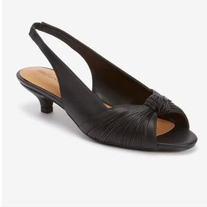 Comfortview Katelyn Black Knotted Peep-Toe Slingback Kitten Heels - 9.5 Wide